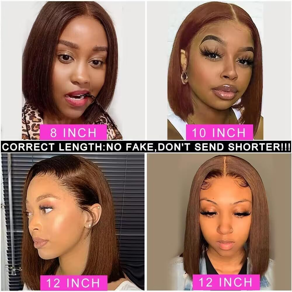 Brazilian Reallly Huamn Hair Straight Short Bob Wigs HD Lace Wigs 280 Density Bone Straight Pre Plucked Black Transparent Glueless Lace Front Human Ha