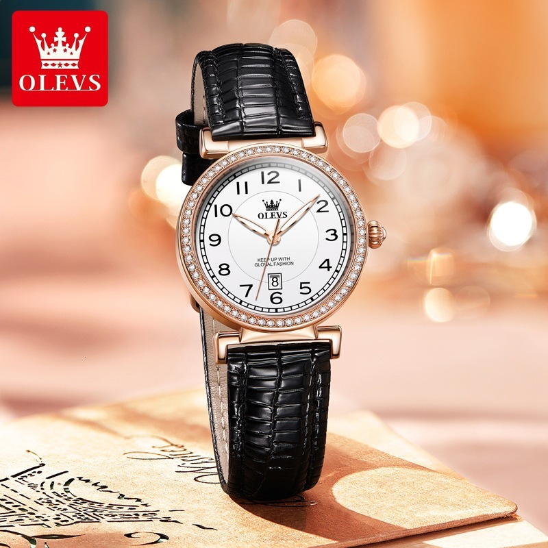 OLEVS Brand Designer Watches For Ladies And Students Simple Quartz Watches With Diamond-encrusted Bezels Luxury Watches Free Delivery And Wholesale