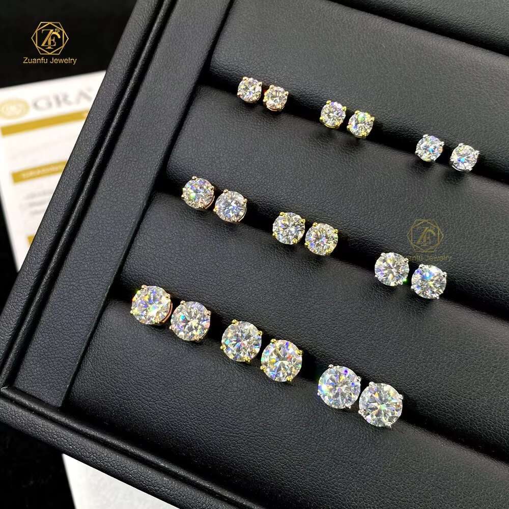 Wholesale VVS Diamond Earring Factory Price 925 Sterling Silver Round Cut 5mm 6.5mm 8mm Moissanite Stud Earrings Men Women