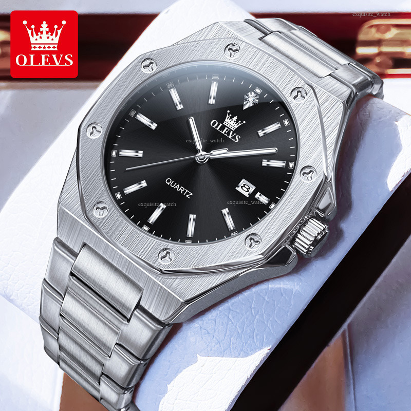 OLEVS Brand Designer Women's Casual Luxury Waterproof Men's Wristwatch Steel Band Calendar Quartz Men's Free Delivery Wholesale