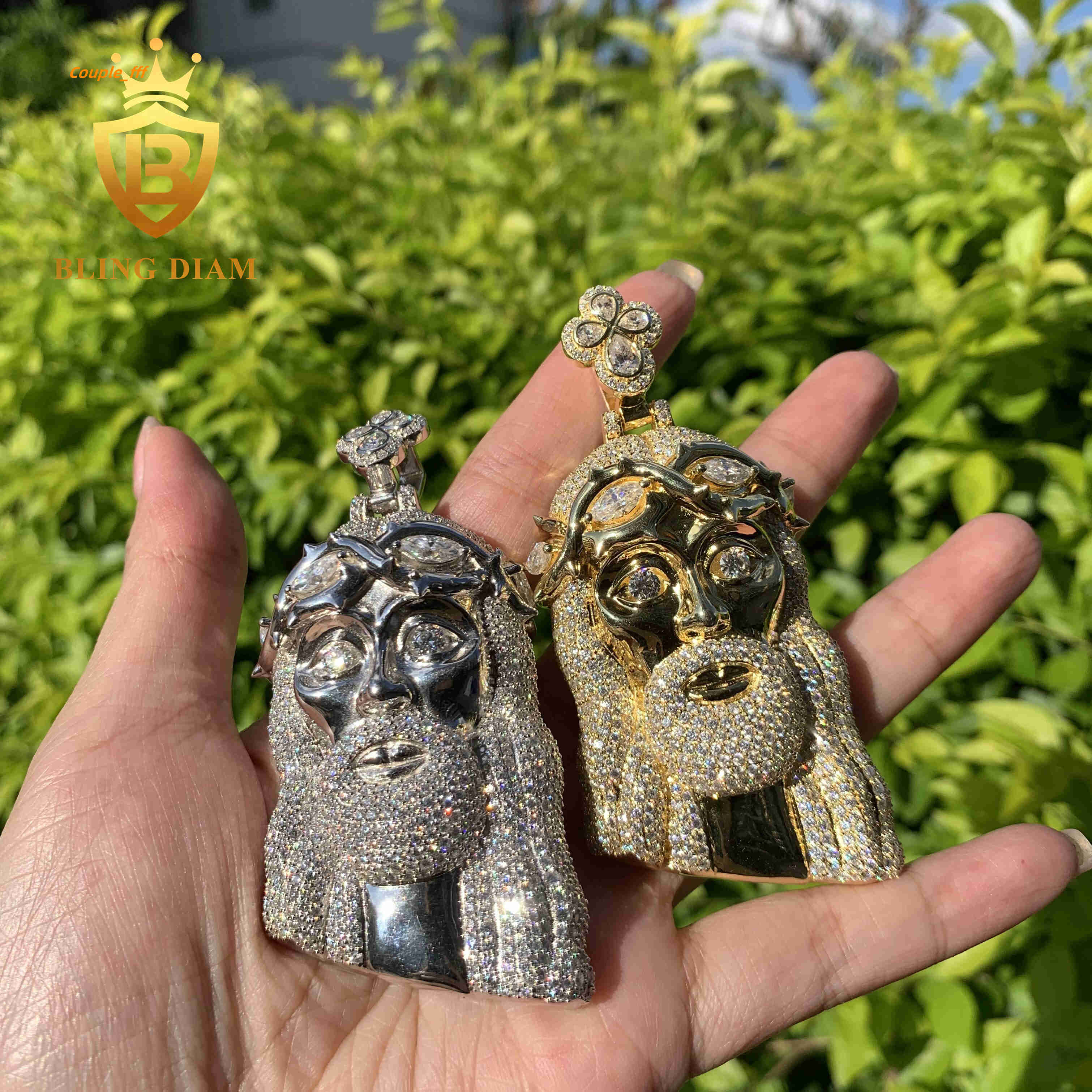 Fashion Hip Hop Pendant D VVS Moissanite Iced Out 3.29inch Jesus Head 925 Sterling Silver Moissanite Pendant