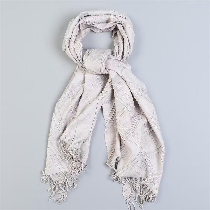 T535 autumn and winter warm lengthened and widened tassel scarf neckband men and women comfortable cotton silk retro style shawl