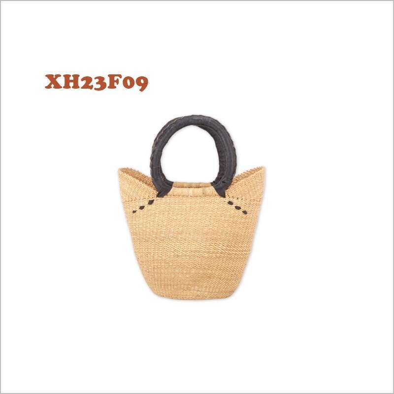Ins Style Resort Beach Bag Straw Woven U Shaped Handmade Water Bucket Vegetable Basket Women S Bag Rattan Vacation Beach Handbag KQ
