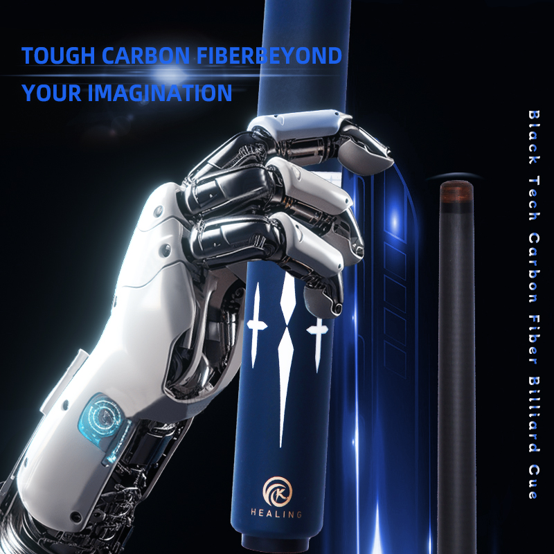 OKHEALING 1/2 Split Play Cue 12.4mm Tip Diameter Pool Cue Carbon Fiber Billiard Cue Radial Pin Joint Weight Adust 19~20oz Pool Cue Stick