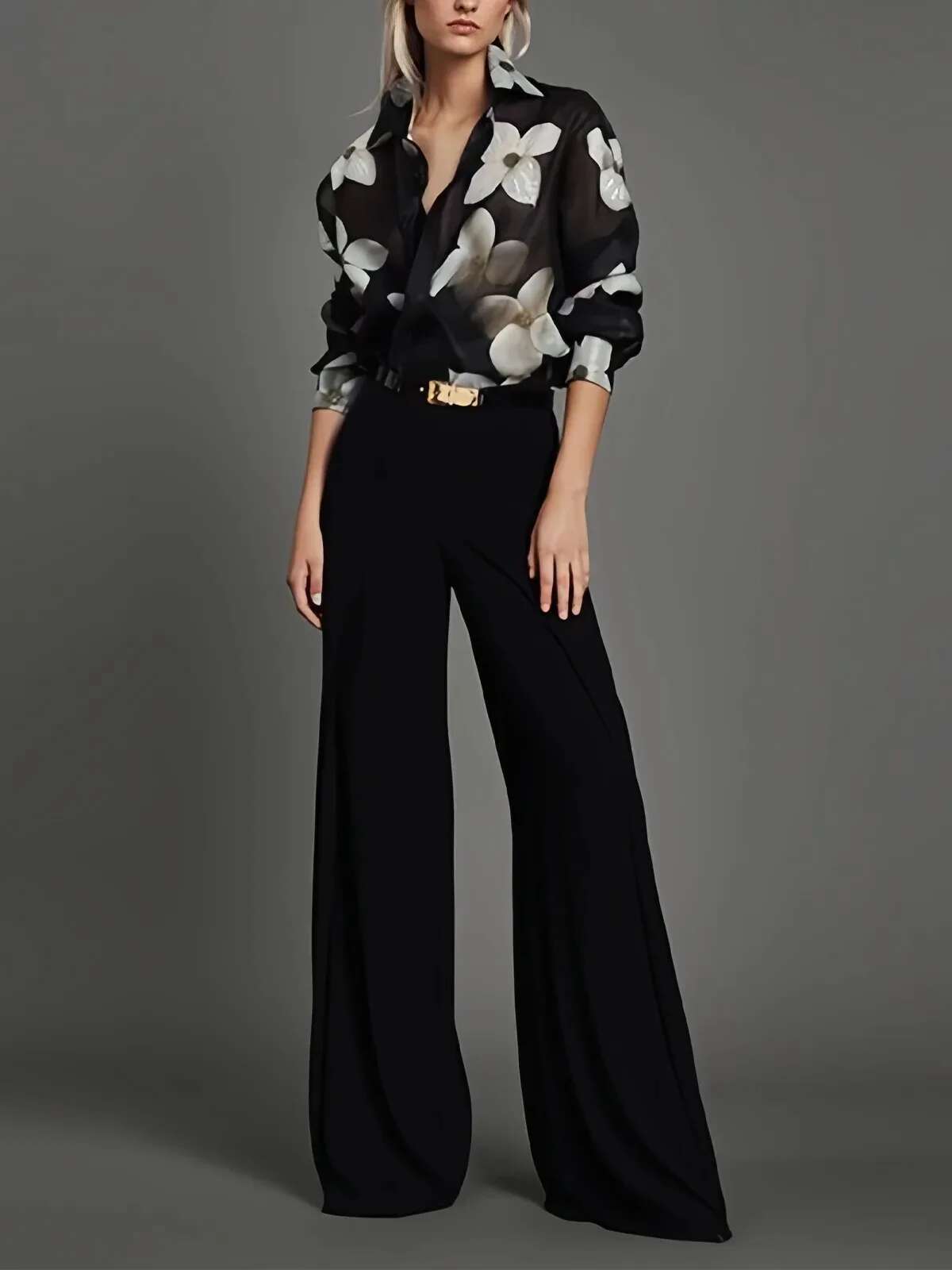 Spring Summer Long Sleeves Loose Floral Printed Lapel Blouses New Casual Button Office Shirts For Urban Lady