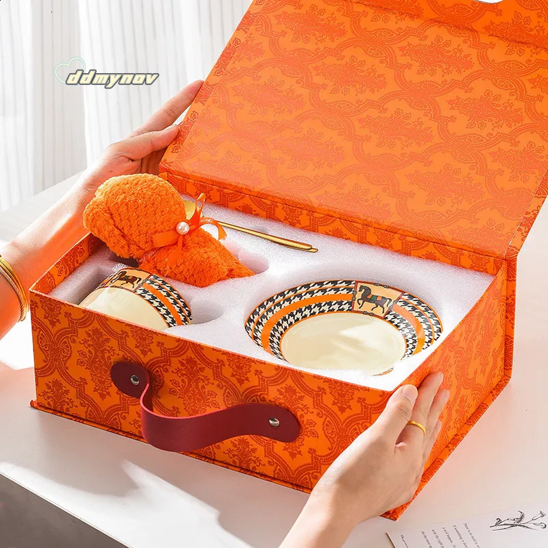 European Style Bone China Coffee Cup and Saucer Set - Elegant Afternoon Tea Gift Box ddmynov