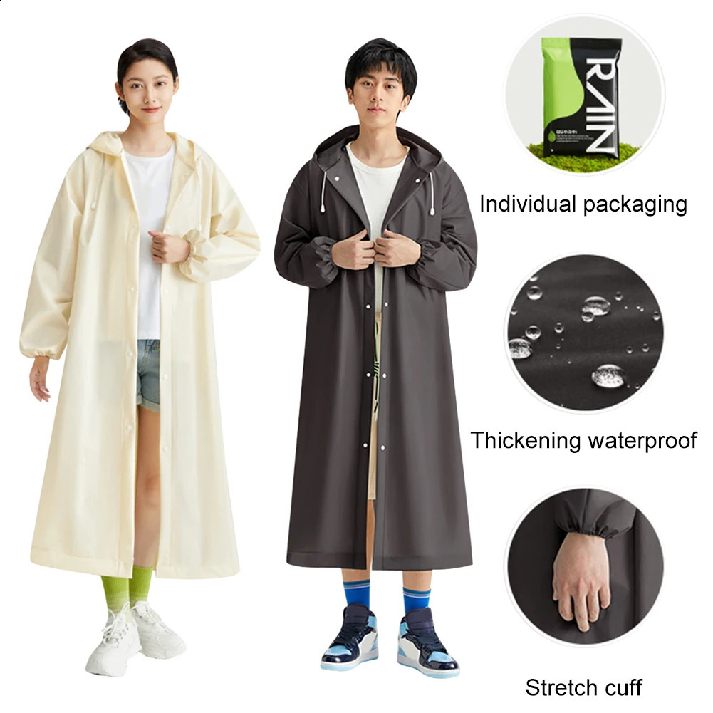 Adult Raincoat Hooded One-piece Long Raincoat Reusable Poncho Outdoor Rainwear For Women And Men Transparent Waterproof Poncho 250421
