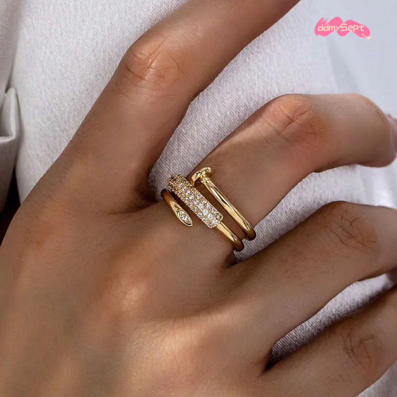 Rings Designer Luxury ring jewelry for women Copper plated with Three Circle Stud Adjustable opening Unique Fashion High-end Festival Vacation gifts d