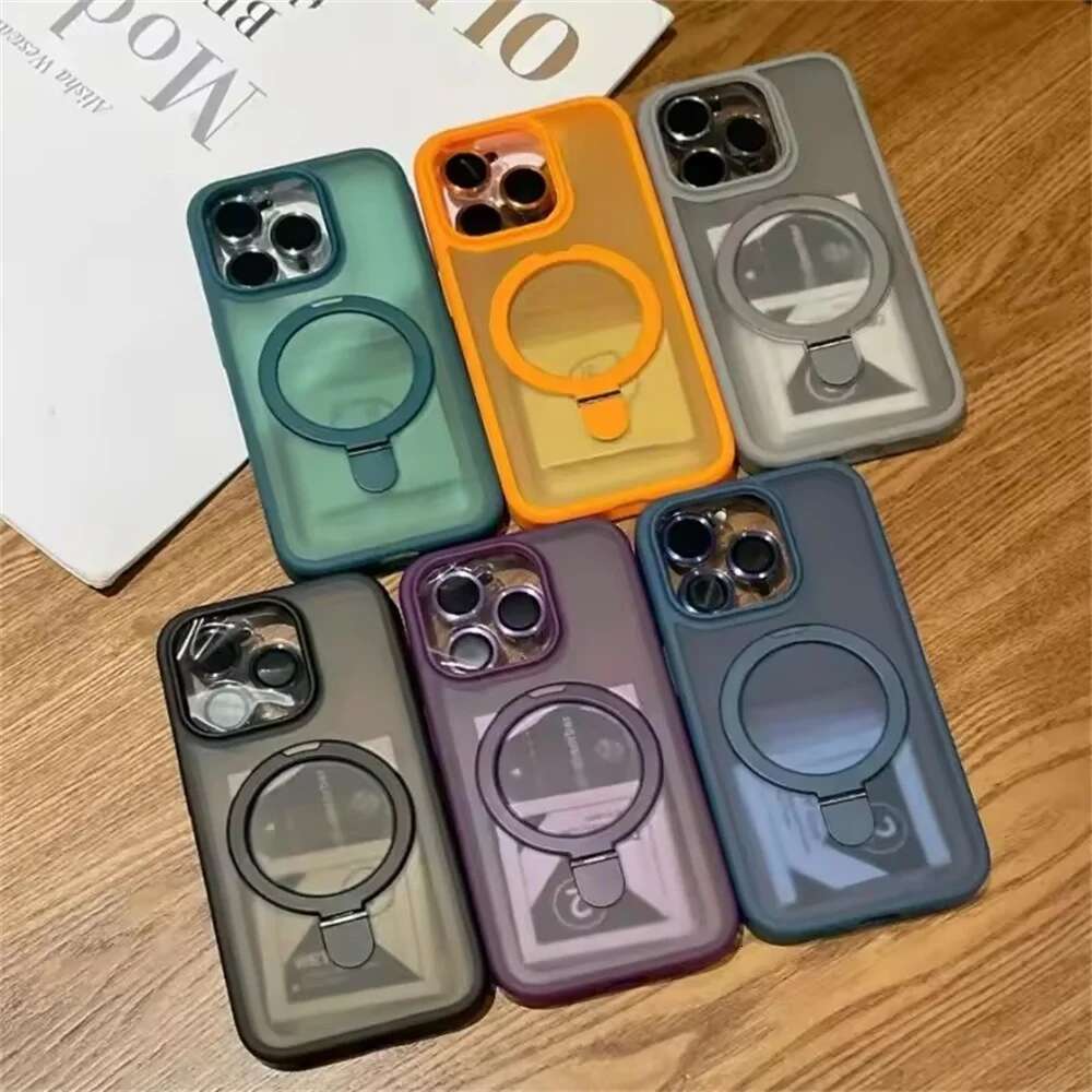 Magsafe Magnetic Ring Bracket Phone Case For iPhone 16 15 14 13 12 11 Pro Max Plus Wireless Charging Camera Protection Cover