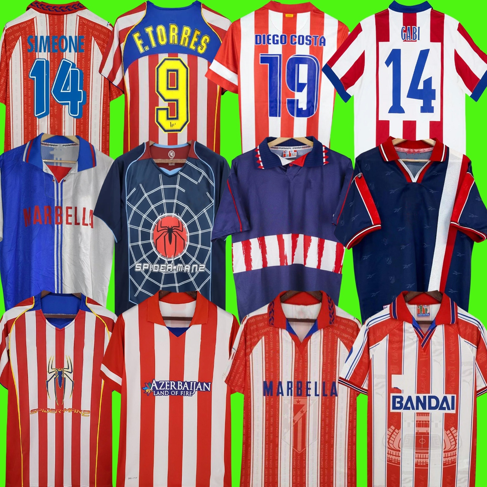 Retro 2004 2005 Atletico Madrids soccer jerseys kun Aguero Griezmann MAXI F.TORRES 04 05 10 11 13 14 15 94 95 96 97 Gabi Forlan SIMAO vintage classic