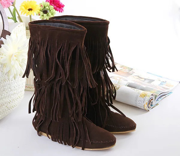 Womens Rubber Boots Shoes Flat Heel Round Toe Rain Large Size Elegant Low Mid Calf Ladies Flock PU Lace-Up Slip-On Fringe Rome 250418bj