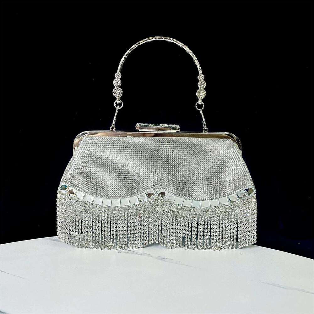 New Tassel KTV Princess Dinner Formal Dress Hand-Held Bag, One Shoulder Diagonal Cross Banquet Bag