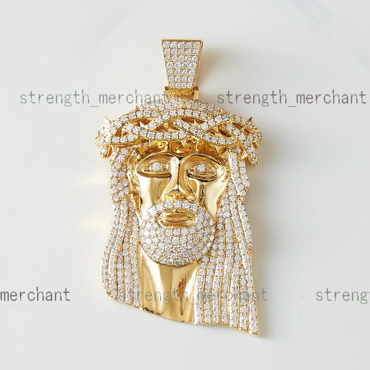 Pass Diamond Tester Silver/ 10K Solid Gold Mens Diamond Jesus Piece Pendant Moissanite Iced Out Pendant for Necklace