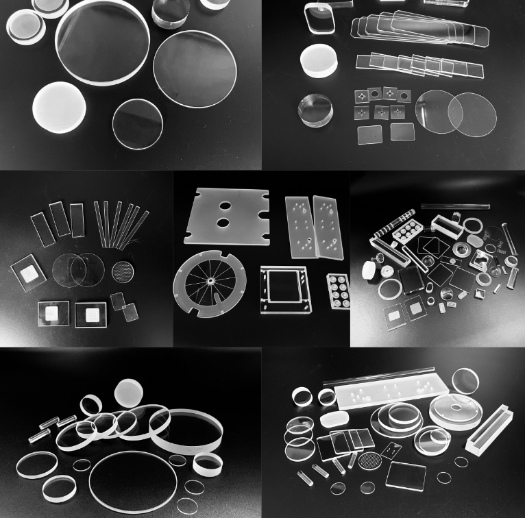 Customized clear Fused Silicon Drilling High Accuracy Laser Quartz Glass Plate With Small Slot