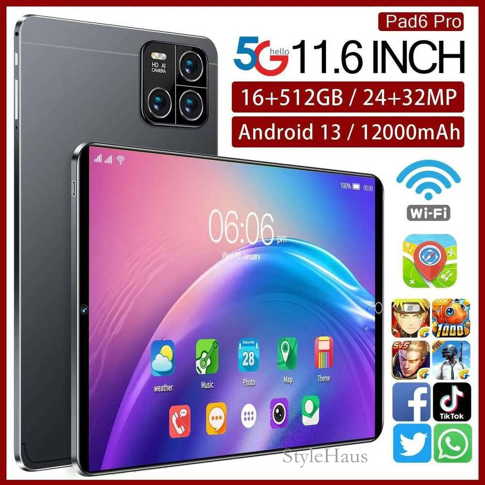 Large-Screen Hot Selling PAD6PRO Android Tablet with 16GB RAM & 512GB Storage