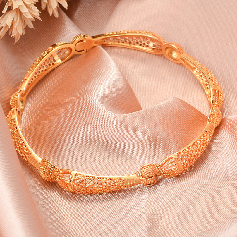 Fashionable Childrens Jewelry Hollow-out Flower Bracelet Baby Arabic Indian Jewelry Gold Color Bangles For Kids Copper Baby Bracelets luxury bracelet  - view 8