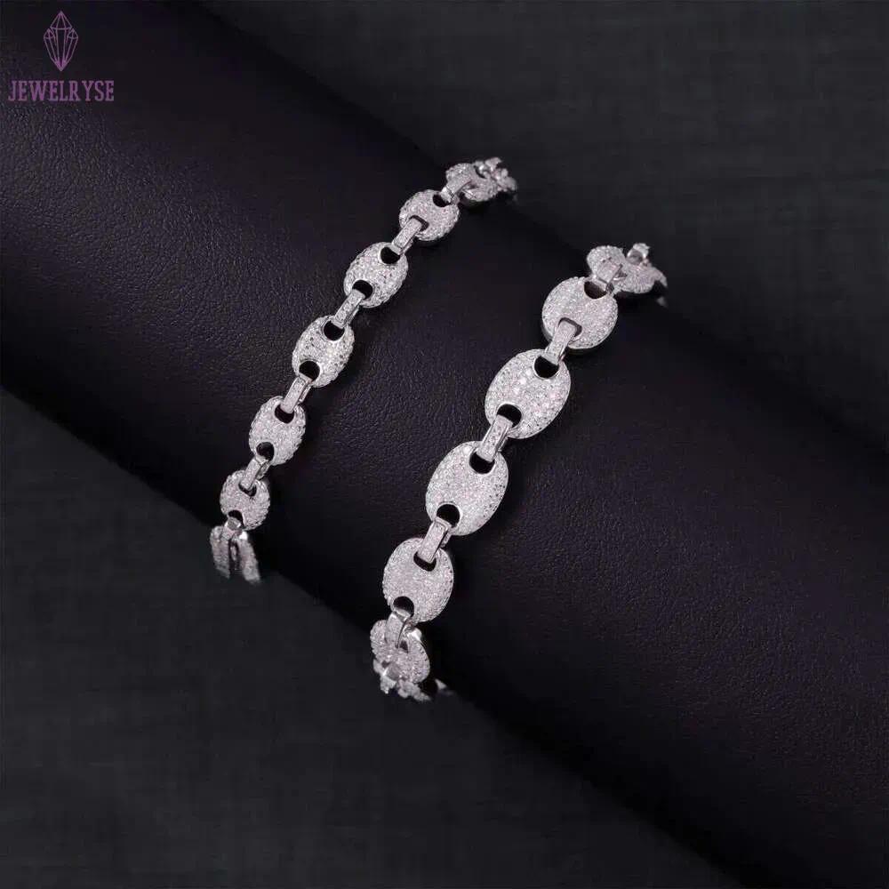 Hot Sale Pig Nose Style 6MM 8MM Pass Dia Tester VVS Moissanite Gems with Sier Cuban Link Chain Jewelry