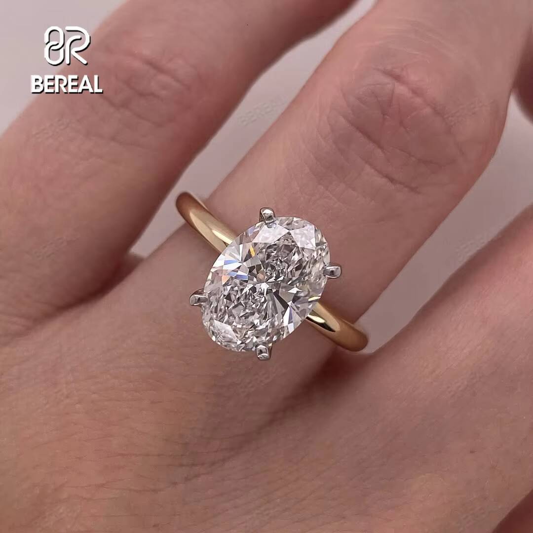 Platinum Head Solitaire Ring Hot Selling Oval Cut Vvs Lab Grown Diamond 10K 14K 18K Gold Custom Unique Engagement Rings Jewelry