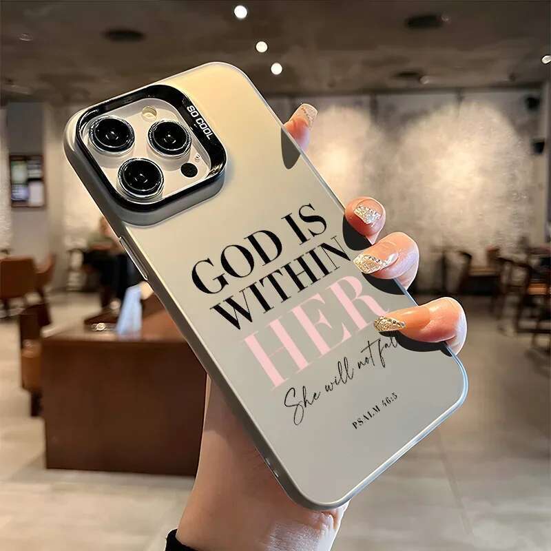 God is Within Her Holy Bible Psalm Case for iPhone 16 12 13 mini 11 14 15 Pro Max XR 8 Plus Hard Plastic Shockproof Laser Cover