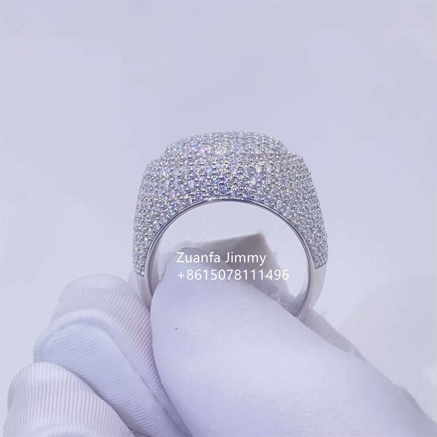 Pass Diamond Tester Iced Out VVS1 Moissanite Rapper Jewelry Cool Pinky Man Rings Hip Hop Men White Gold Plated Diamond Ring