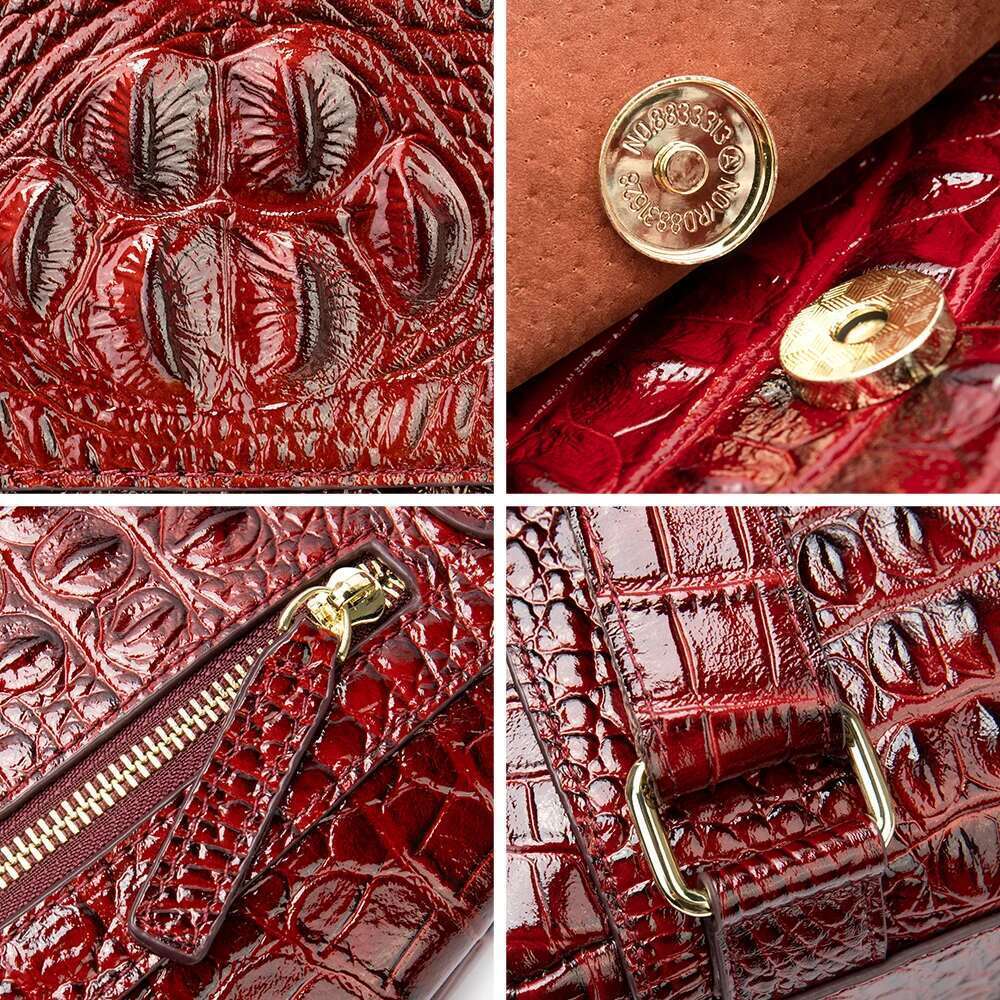 WESTAL Crocodile Pattern Women Backpacks Leather Vintage Female Shoulder Ladies Travel Back Pack Casual School Bag