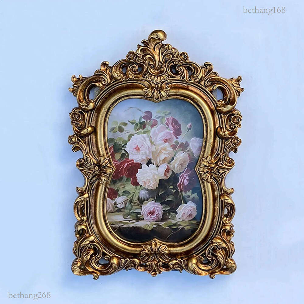 European Style Retro Gold Vintage Po Decorative Resin Picture Frame for Hallway Bedroom Table 240802 H260306
