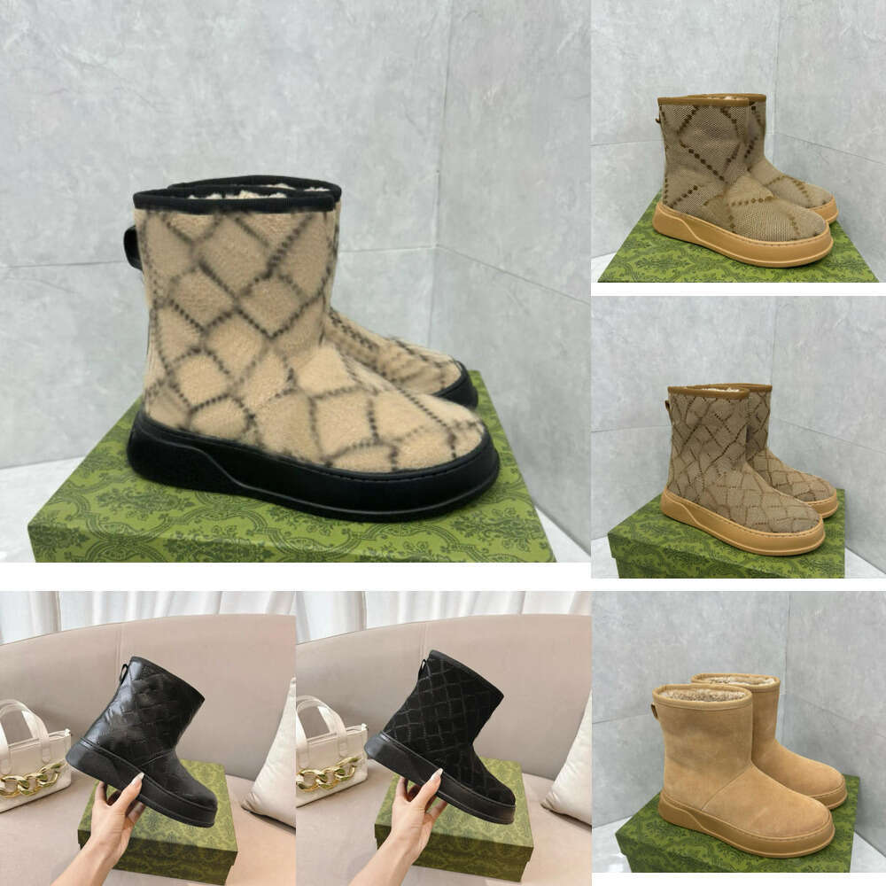 Luxury winter Snow Boots Designer Women shoes suede leather Fucanvas Cruise Interlocking G thick sole Platform with merino wool lining Snow Ankle Boots sneaker