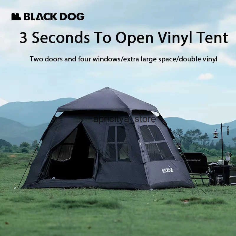 Black Dog Camping Tent 150D Oxford Cloth Thick Rainproof Material Portable Design High Quality Suitable for 3-4 People Q250423