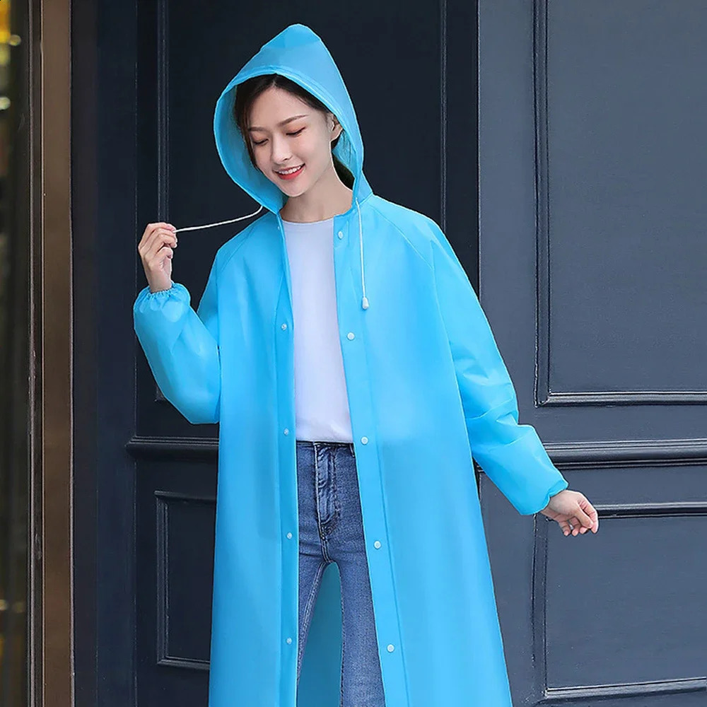 1PCS High Quality EVA Unisex Raincoat Thickened Waterproof Rain Coat Women Men Black Camping Waterproof Rainwear Suit 250421