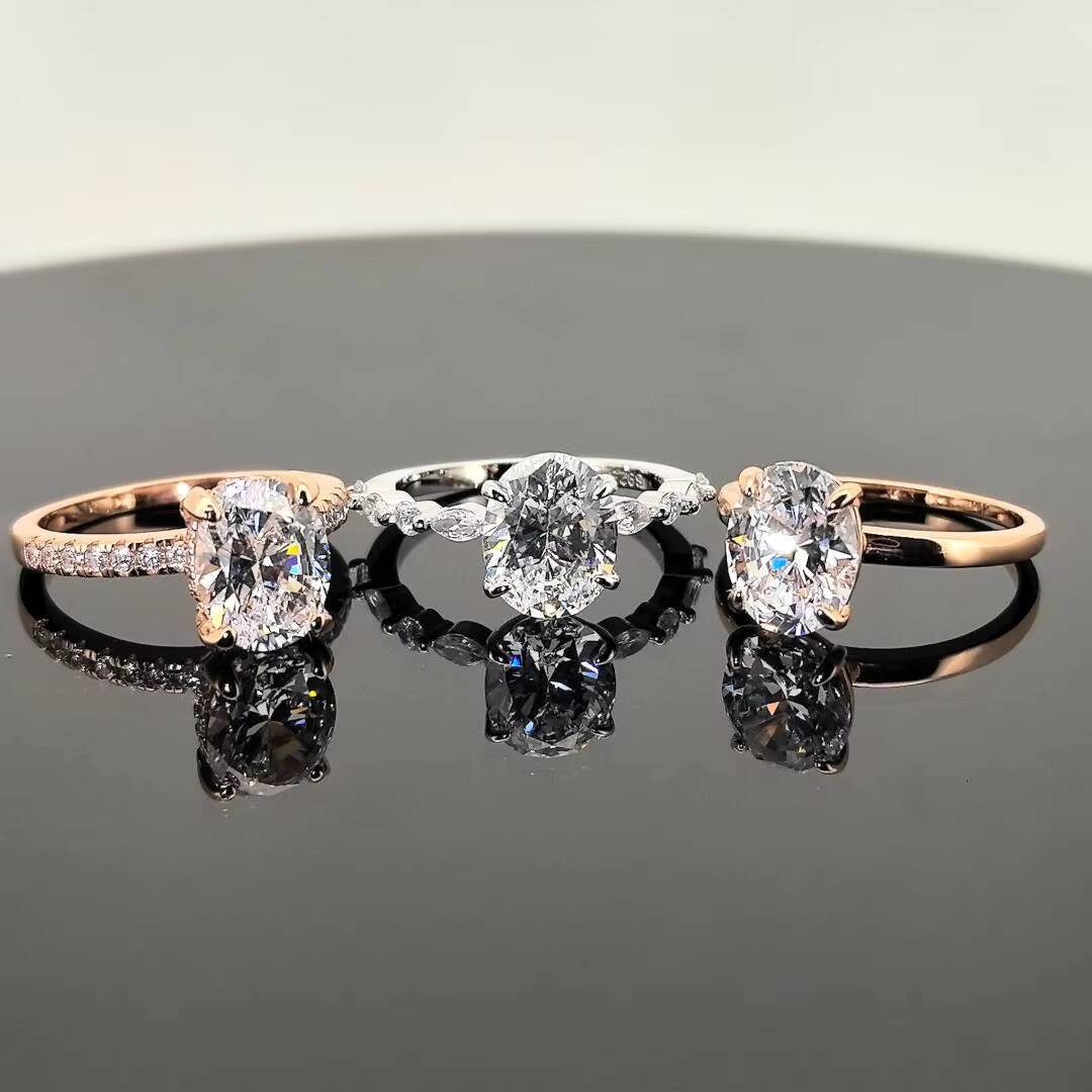 Classic S925 Moissanite Jewelry Engagement Rings Oval Cut Gold Diamond Women Luxury Wedding Rings
