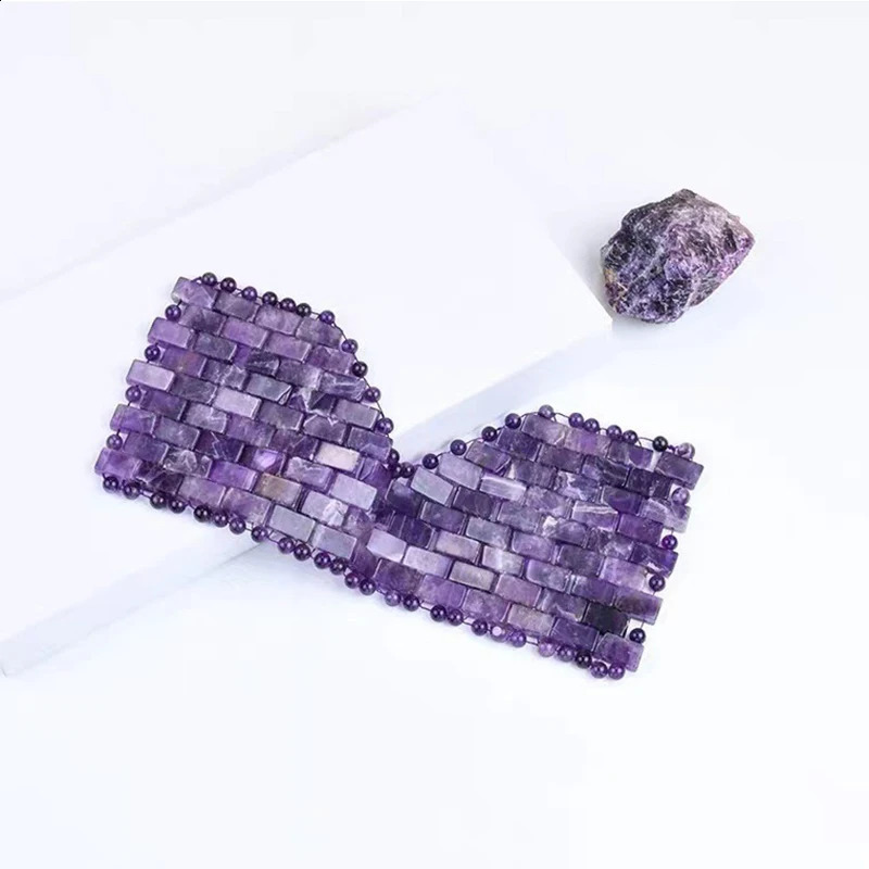Cold Amethyst Eye Mask Natural Jade Roller Gua Sha Massager Gouache Scraper Set Eye Mask Face Skin Care Massage Tools 250418