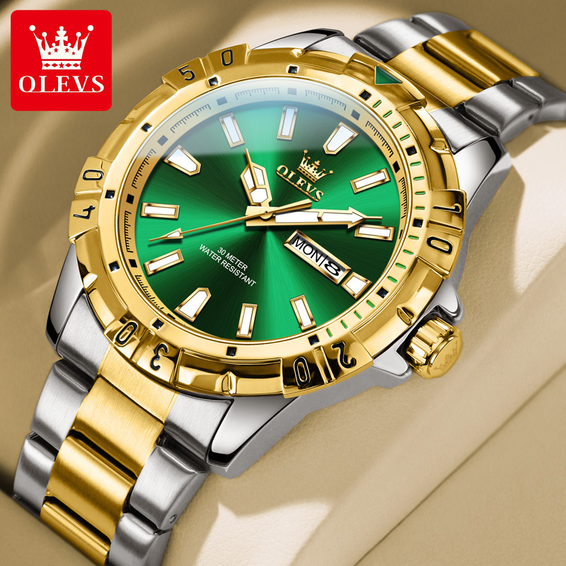 OLEVS Brand Luminous Double Calendar Waterproof Watches Men Designer Business Simple Quartz Watches Men's Watches Watches Free Delivery Wholesale
