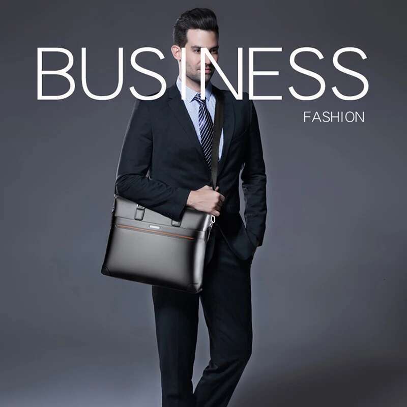 Kangaroo PU Leather Briefcases For Men Laptop Designer Document Business Tote Handbag Shoulder Square Side Porter Crossbody Bag