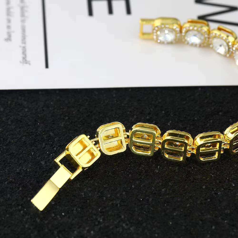 Hip Hop Jewelry Set Iced Out Full Diamond Jumbo Square Cube Suger Sparkling Tennis Link Chains Necklace Bracelet for Women Men