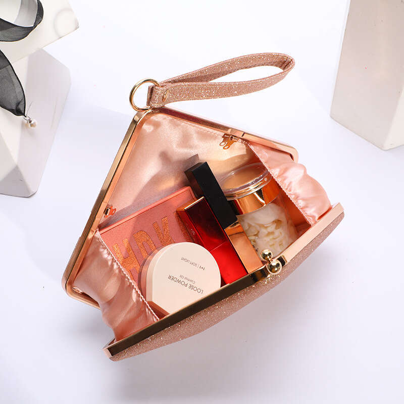 French New Fashion Banquet Women's Trendy Handheld Shoulder Reflective Sequin Evening Wedding Makeup Bag