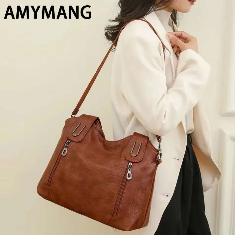 Solid Color Fashion Handbags Soft Leather Tote Bag Casual Big Crossbody For Women New Shoulder Messenger Bags Bag