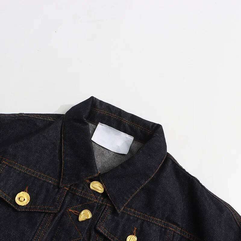 Wear Street Style Long Sleeve Collared Denim Jacket Women Trendy Cotton Material Chinese Brand Casual Fashion Outerwear Coat