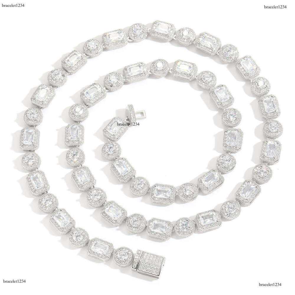 Luxury designer 8mm rock candy chain necklace, T-shaped ice out VVS Moissamite, hip hop necklace bracelet for men and women Free delivery
