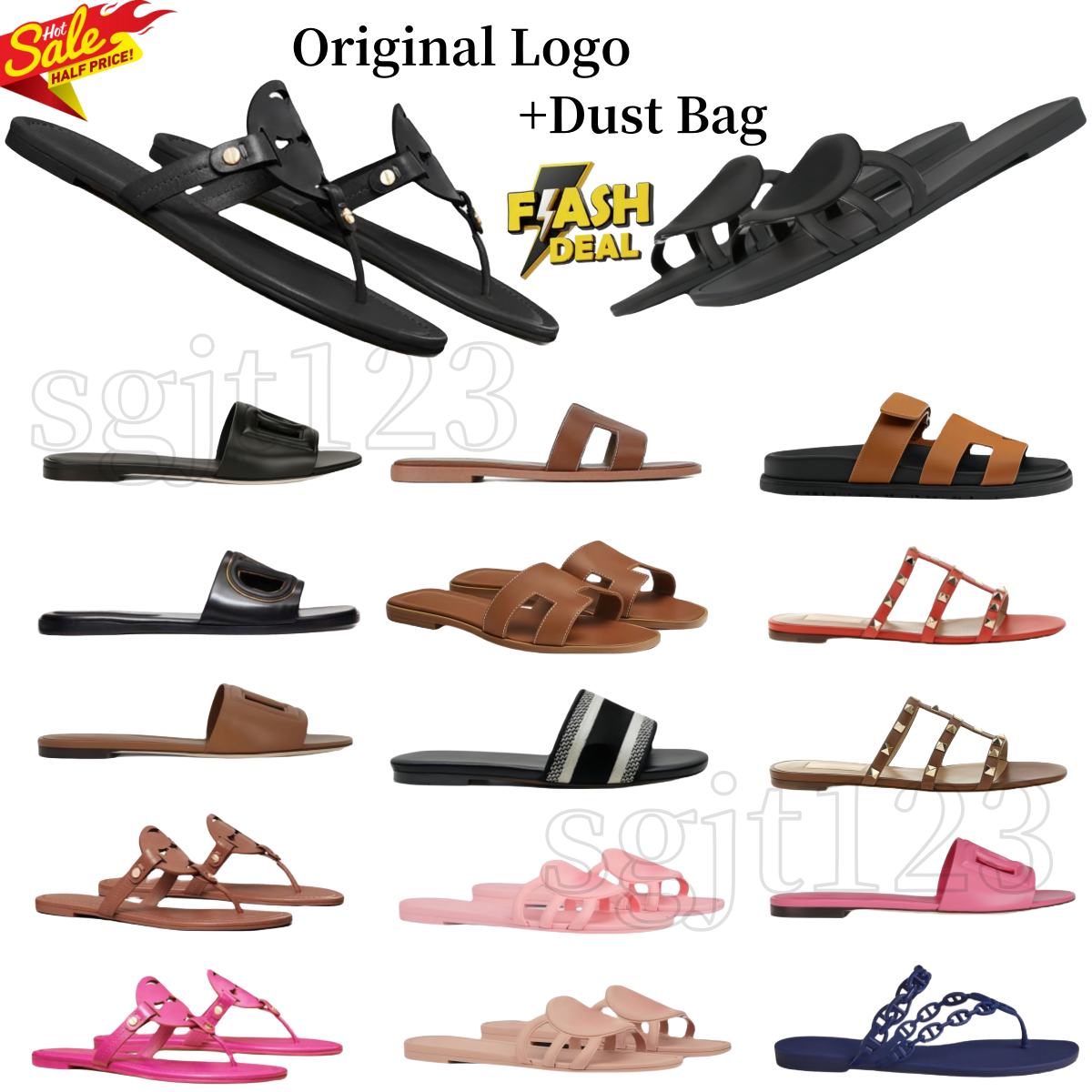 Summer New Designer Slippers for Women Sandal V-Button Metal External Wearing Genuine Leather One Line Open Toe Flat Bottom Slippers 35-42