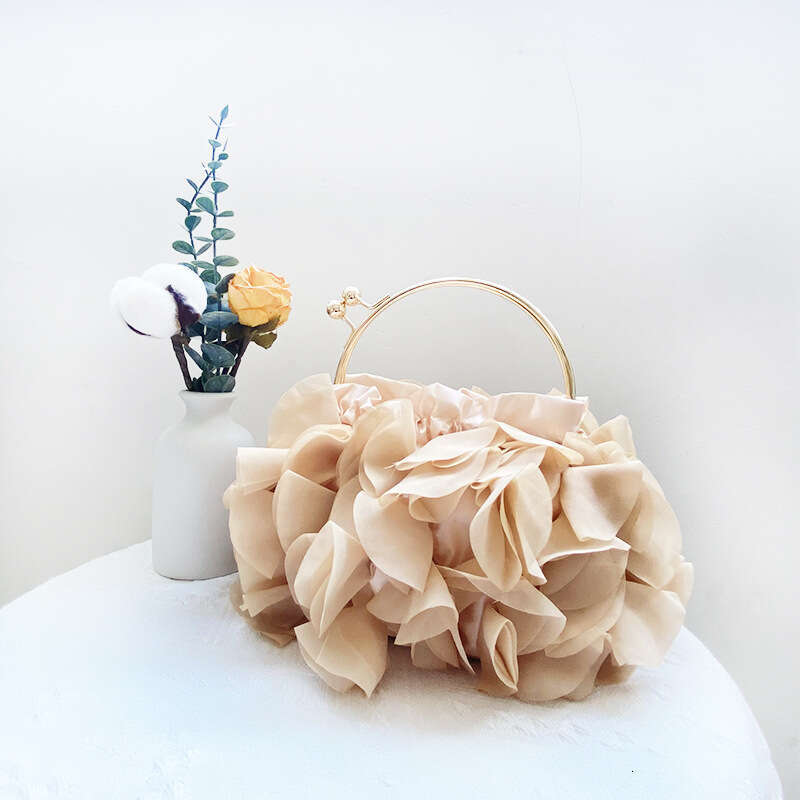 Bridal Dress Fairy Crossbody French Chiffon Flower Senior Banquet Handheld Silk Evening Party Bag Girl