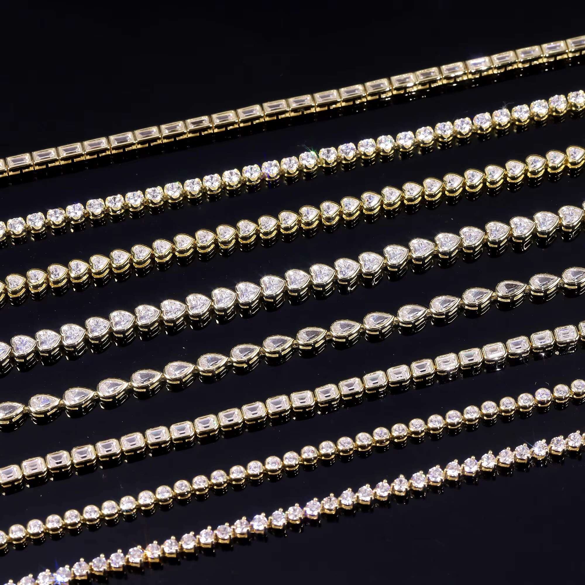 Abiding Real Gold Jewelry Custom Length Different Cut Lab Grown Diamond PT950 9K 10K 14K 18K Solid Gold Diamond Tennis Bracelet