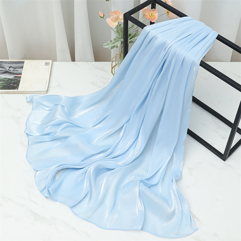 K489 2025 cross-border spring and summer thin scarf solid color headscarf simple sun protection warm shawl silk scarf female scarf