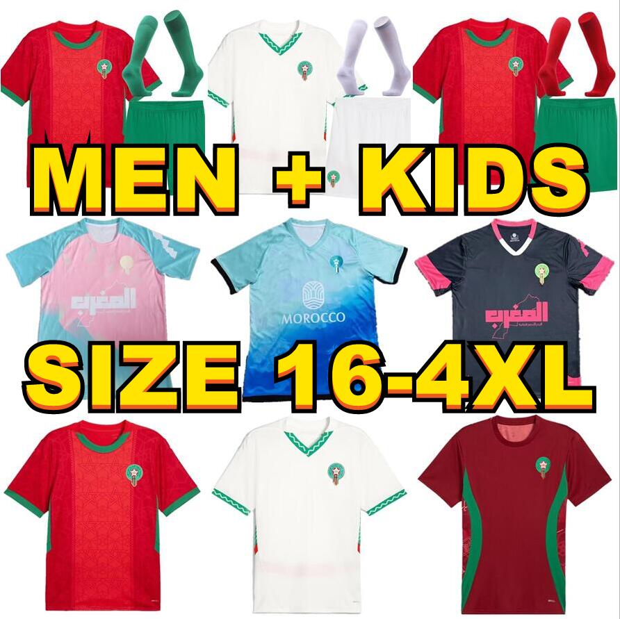24 25 Morocco Mens Soccer Jerseys National team HAKIMI SAISS ZIYECH Y.EN-NESYRI Home Away And 2024 2025 Home Away kids kit Special Football Shirts