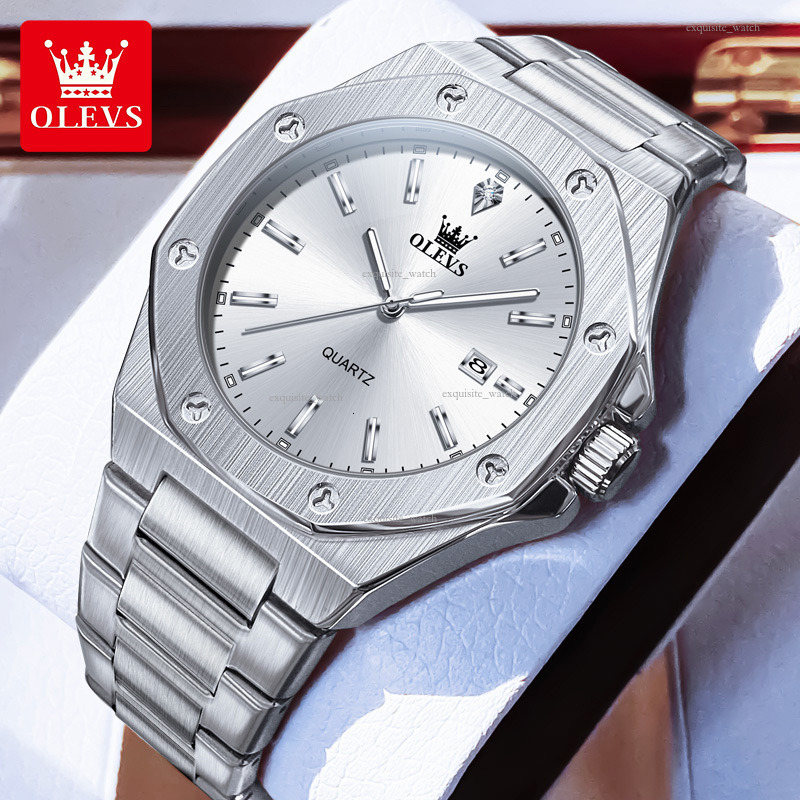 OLEVS Brand Designer Women's Casual Luxury Waterproof Men's Wristwatch Steel Band Calendar Quartz Men's Free Delivery Wholesale