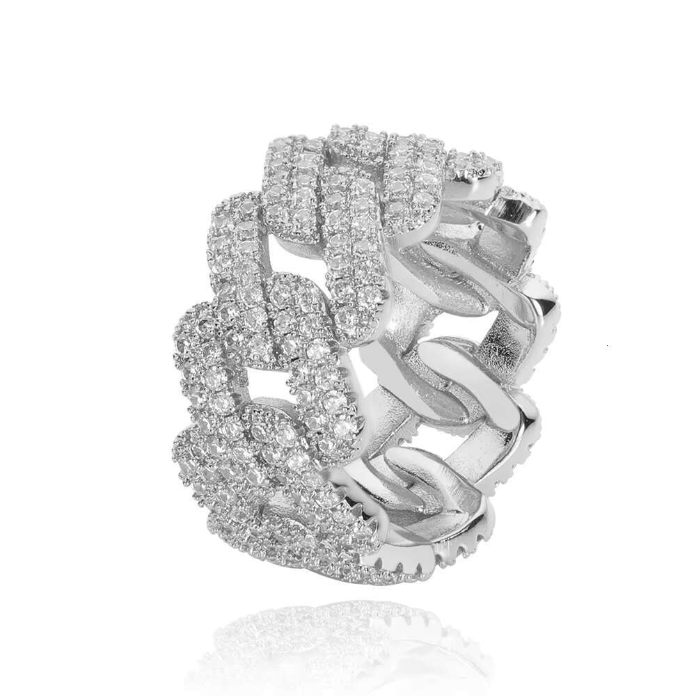 New Hiphop Rhombic Gold-plated Platinum Moissanite Ring Fashion Jewelry and Accessory in Europe and USA for Men and Women Wholesale