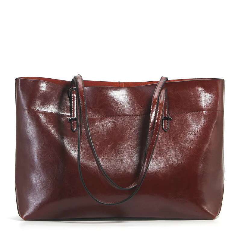 Zency Women Fashion Coffee Handbag Genuine Leather Female Shoulder Purse Ladies Black Tote Bag Large Capacity Shopping Bags Bag