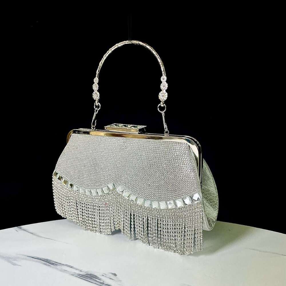New Tassel KTV Princess Dinner Formal Dress Hand-Held Bag, One Shoulder Diagonal Cross Banquet Bag
