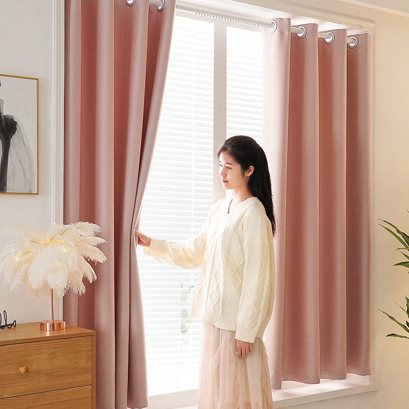 A814 2pcs Solid 100% Blackout Curtain - Curtains for Bedroom and Living Room - UV Protection, Easy Sliding, and Stylish Design