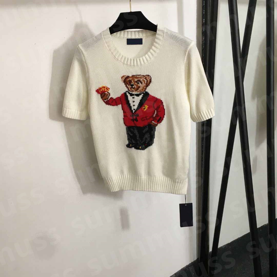 Designer Bear T Shirt Women Men Classic Sweater Tshirts Embroidery Pullover Short Sleeve Spring Autumn Couple Sweaters High Quality Women Wool Sweaters Fashion