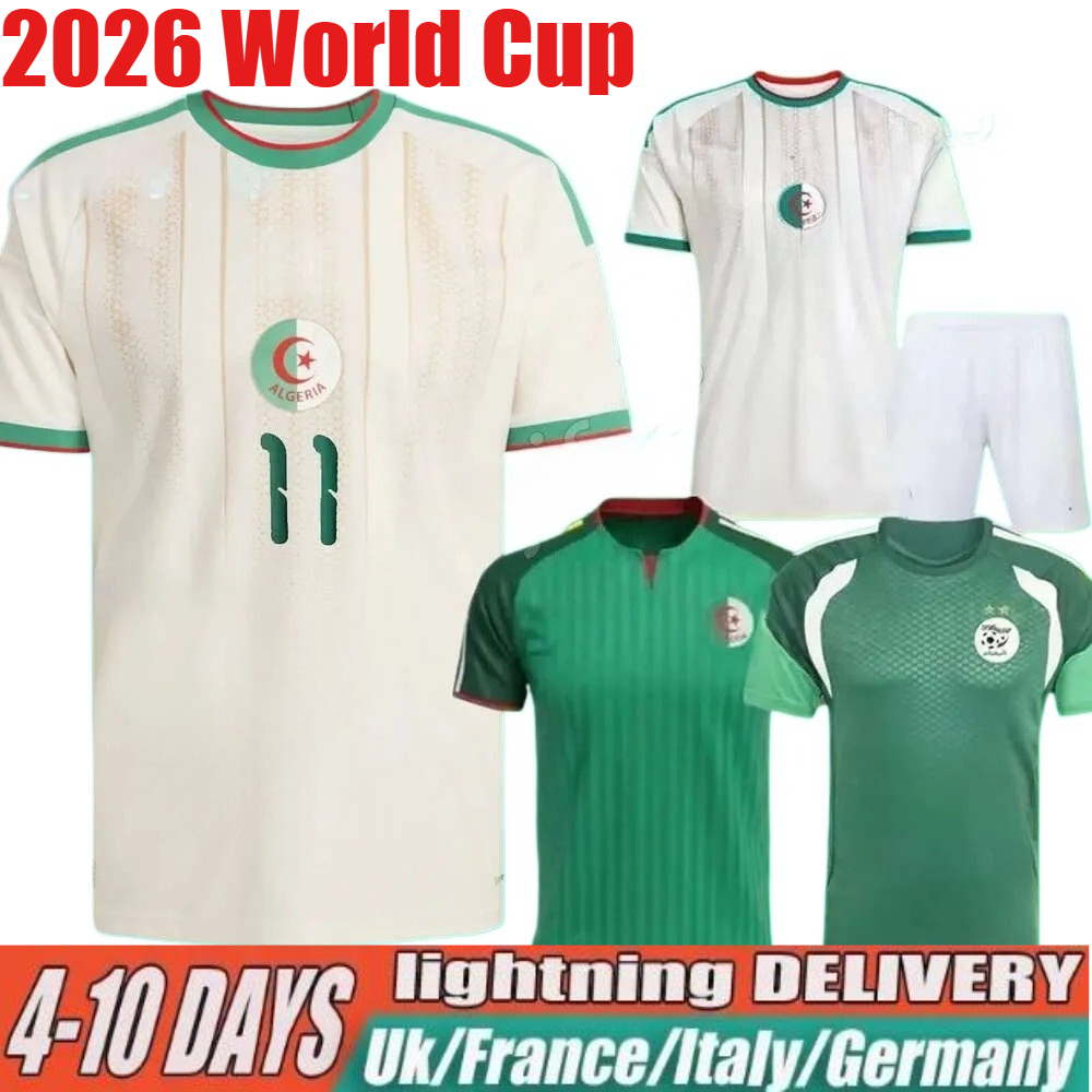 Algeria 2026 World Cup Soccer Jersey 26 27 Gouiri Amoura Hadj Moussa Boudaoui Houssem Aouar Rayan Ait-Nouri Benrahma Ramiz Home Away Camisetas Football Shirt Men Kids